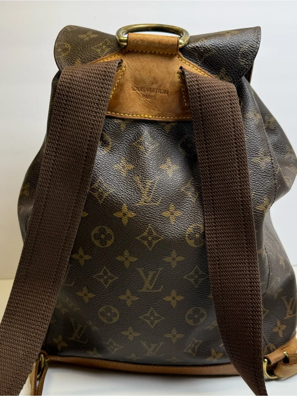 Louis Vuitton LV BackPack Bag Montsouris MM Brown Monogram Tan READ